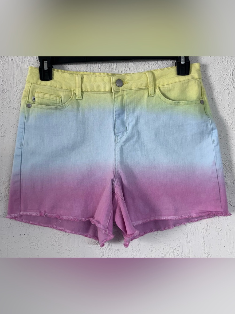 Judy Blue Dip Dye High Waist Multi-Color Ombre Cut Off Denim Shorts Size Large